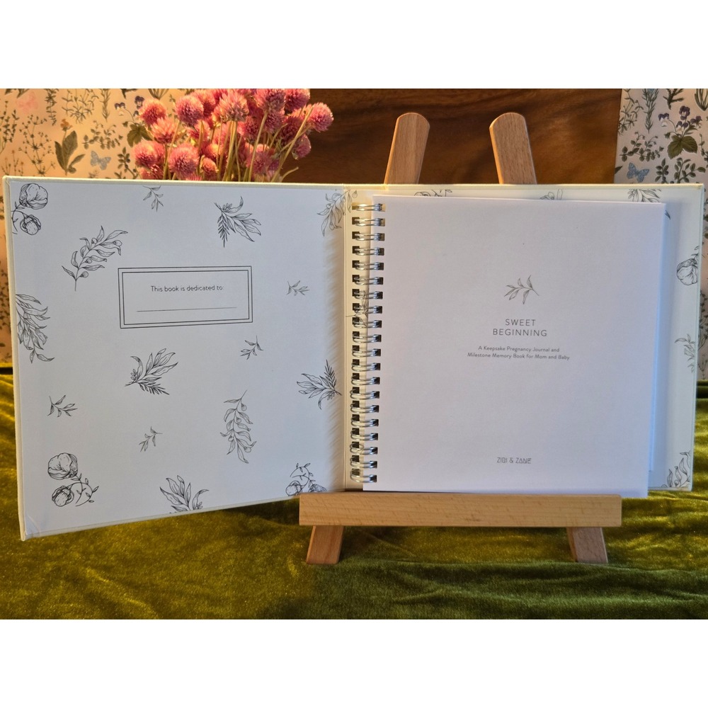 Sweet Beginning Pregnancy Journal Keepsake Memory Book Mom Baby Milestone - Picture 2 of 10